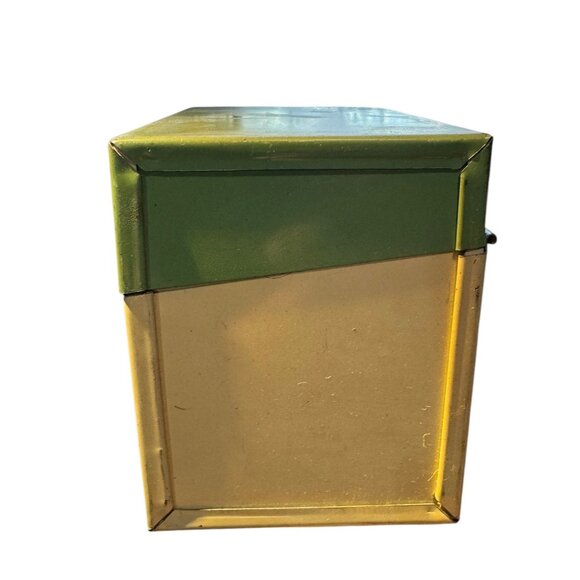 Vintage Metal Recipe File Card Box With Index Cards Ohio Art Co Green and Cream - Picture 6 of 8